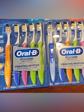 Pulsar Pro-Health Vibrating Toothbrushes - Blue, Green, Pink bundle
